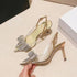 Luxury Style Butterfly Knot Crystal Pointed Toe Heel
